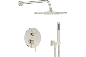 Gabrylly Shower System, Wall Mounted Shower Faucet Set with Shower Valve, High Pressure 10" Rain Shower head with Handheld Spray Combo, 2 Way Rainfall Shower Head Set, Brushed Nickel