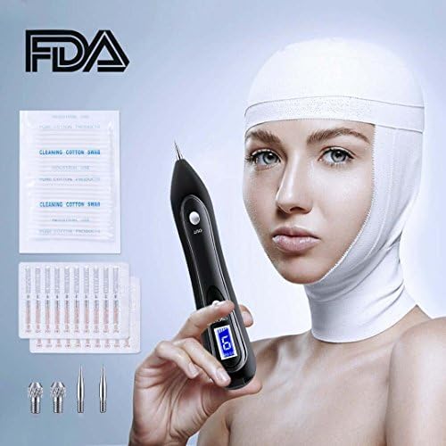 Mole Removal Pen, Protable Removal Tool Kit Adjustable 9 Strength Levels Beauty Pen for Body Facial Freckle Nevus Warts Age Spot Tattoo Remover-Black and RosePink (Black)