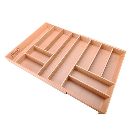 Utensil Organizer Expandable Cutlery Tray Pure Organic Bamboo