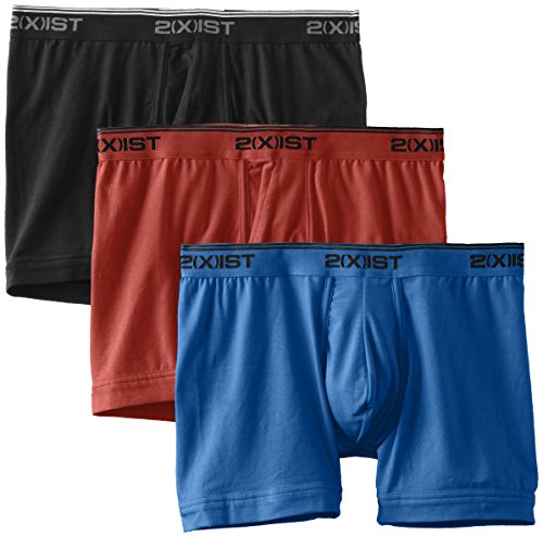 2(x)ist mens Cotton Stretch 3 Pack Boxer Brief,Scotts Red/Black/Skydiver,X-Large