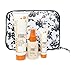Serious Skincare Serious C3 Plasma Serum, Day Cream & Eye Beauty Treatment Trio with White Stargazer Toile Print Cosmetic Case