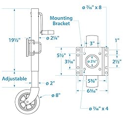 Seachoice Fold Up Trailer Jack, 22-7/8 In., Max