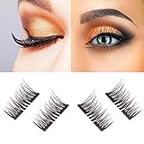Dual Magnetic Eyelashes - 1 Pairs (4 Pieces) Cover the entire eyelids , No Glue,3D Reusable Fake Eyelashes Handmade For Women Makeup Natural Look