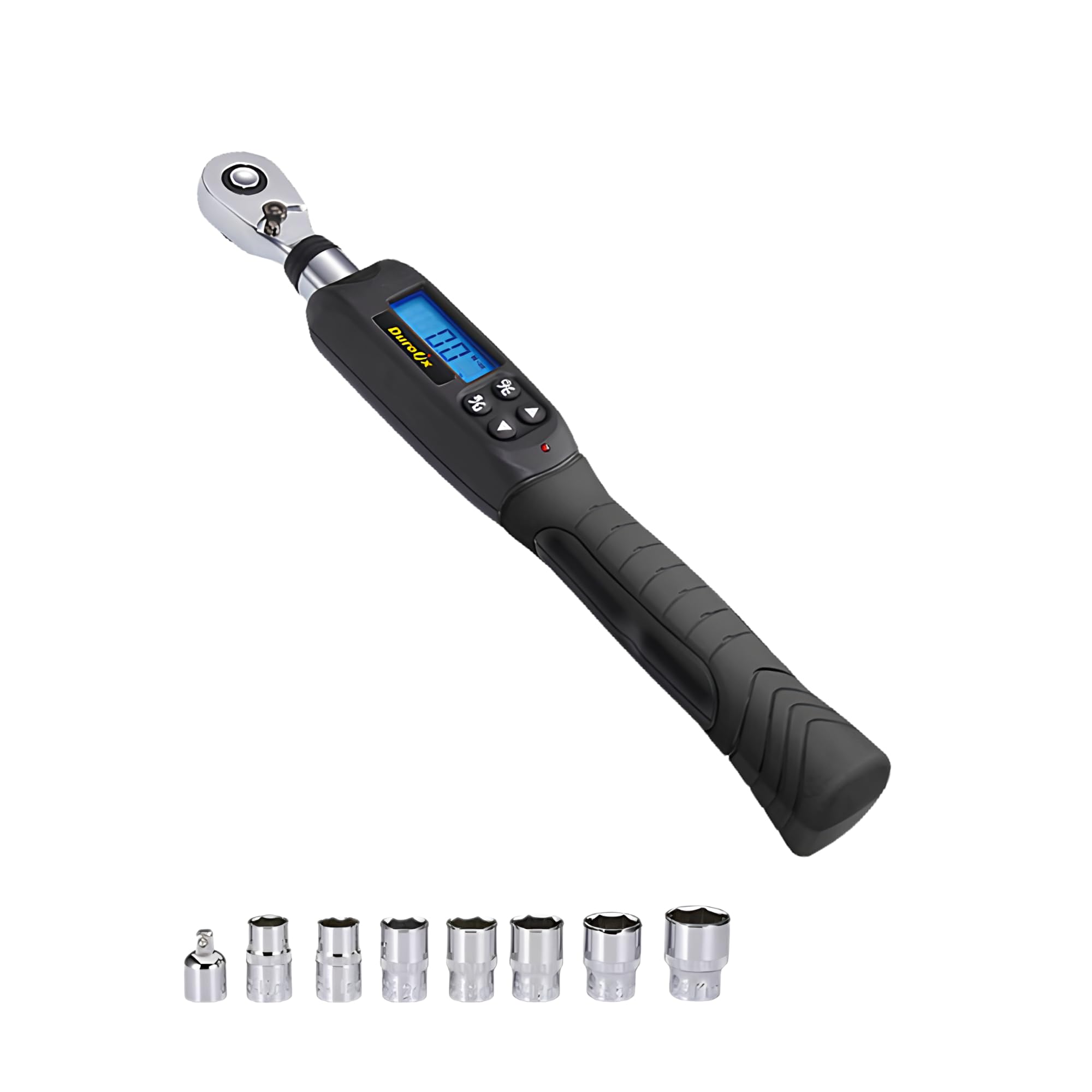 Durofix RM601-3S 3/8” (3.7 to 37 ft-lbs.) Digital Torque Wrench Kit with Sockets, Buzzer & LED Flash Notification – ISO 6789 Standards with Certificate of Calibration