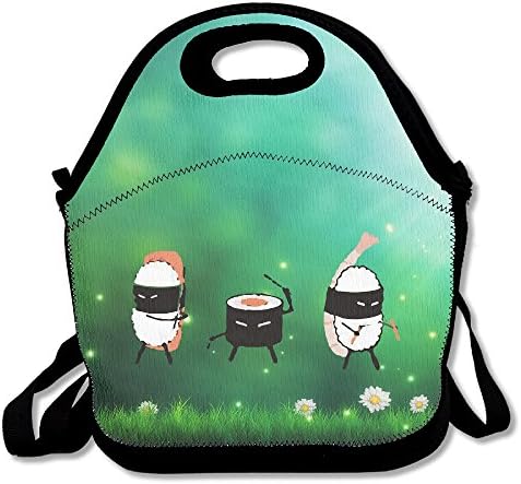 Cute Ninja Sushi Band Insulated Lunch Bag/Backpack/Tote With Zipper, Carry Handle And Shoulder Strap For Adults Or Kids
