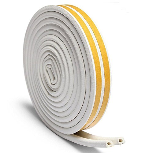 Rubber Seal Weather Strip Foam Tape â€“ J-DEAL D-Shaped EPDM Foam Seal, Door Window Anti-Collision Self-Adhesive Rubber, High Strength Tape System, Soundproofing Draft Stopper, 2 Rolls in One Pack