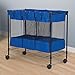 Household Essentials Laundry Sorter with Wheels, Triple Removable Mesh Bags, Sturdy Wire Frame, Smooth Glide Casters, Wide Functionality, Blue and Black