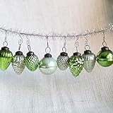 8 Green with Mint Vintage/Antique Style Christmas- Glass Mercury Ornaments - Includes Matching Swirl Xmas Tree Hooks