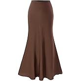 winkbay Women's Elegant Satin Maxi Skirt Formal High Waisted Fishtail Cocktail Party Dressy Skirts