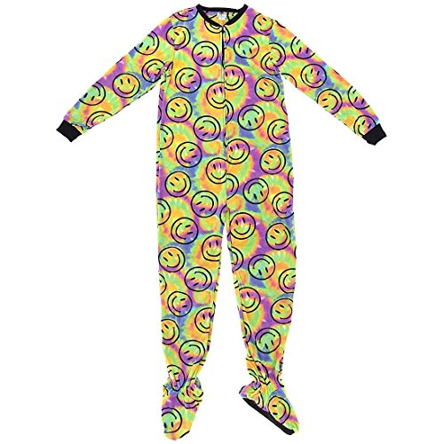 Fancy Girlz Smiley Tie Dye Footed Pajama, Smiley Tie Dye, XS (5/6)