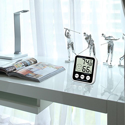 Digital Thermometer Indoor Hygrometer Humidity Meter Temperature Monitor Large LCD Display Max/Min Records for Home Car Office by SoeKoa
