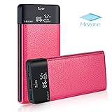 MEZONE Portable Phone Charger Power Bank 10000mah Fast Charge External Battery Charger with LCD Digital Screen, 2-USB Ports for iPhone iPad Samsung Smart Phone Tablet (hot-pink)