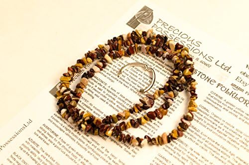 Mookaite Jasper Necklace Chip Beads Nuggets Long Red Yellow Strand 33 Inch with Clasp