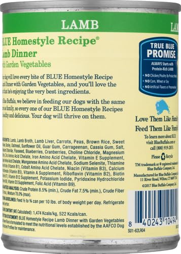 BLUE BUFFALO HOMESTYLE RECIPE LAMB DINNER – 12X12.5 OZ