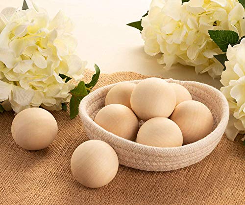 2" Wooden Round Ball, Bag of 20 Unfinished Natural Round Hardwood Balls, for Crafts and DIY Projects (Bag of 20 with Carrying Pouch)