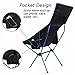 DuraLounge Portable Lightweight Folding High Back Camping Chair - Beach, Backpacking, Picnic - Breathable Mesh Pockets, Storage Bag Included