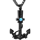 XSMZB Anchor Pendant Cremation Jewelry for Ashes Memorial Urn Necklace Navy Sailor Ashes Holder Stainless Steel Keepsake