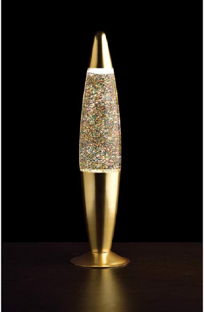 Enhance Mood Glitter Lamp Multi Coloured Glitter with Gold Base & Cap