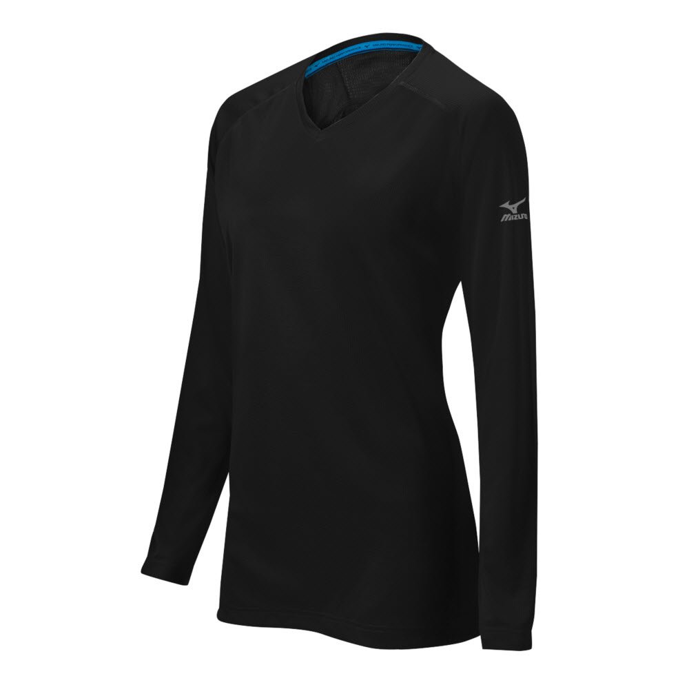 Mizuno Camiseta de entrenamiento Comp para niña, negro, MEDIANO (M)