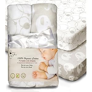 100% Organic Cotton Fitted Sheets for Graco & Baby Trend & Dream On Me & Pamo Babe, Playard Sheets for Baby Mini Crib…