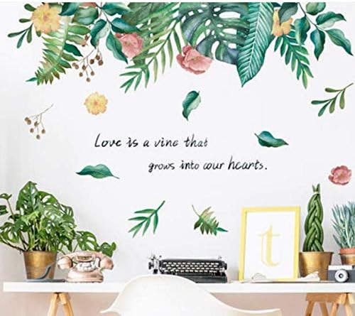 Fresh Green Plant Tropical Leaves Wall Stickers Living Room Sofa Bedroom Wall Decoration Stickers self-Adhesive 98 * 60cm