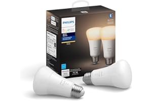 Philips Hue White 2-Pack A19 LED Smart Bulb, Bluetooth & Zigbee compatible (Hue Hub Optional), Works with Alexa & Google Assi