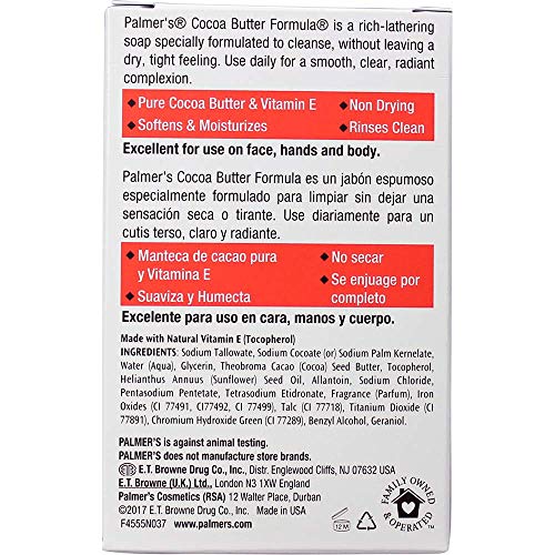 PALMER’S COCOA BUTTER FORMULA WITH VITAMIN E DAILY SKIN THERAPY CREAM SOAP OZ, CHOCOLATE, 3.5 OUNCE