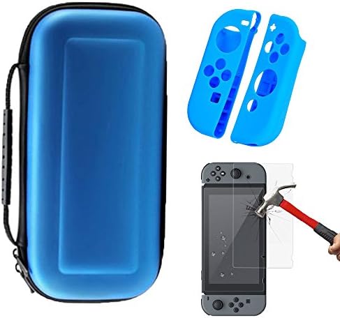 Nintendo Switch Carry Case Kit,[3 in 1]Nintendo Switch Console Cover&amp;Switch Silicone Joy-Con Grip Guards&amp;Switch tempered glass screen protector Deluxe Hard Protective Portable Case for Nintendo Switch