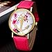 Kingfansion Vogue Women's Leather Floral Printed Anchor Quartz Dress Wrist Watch
