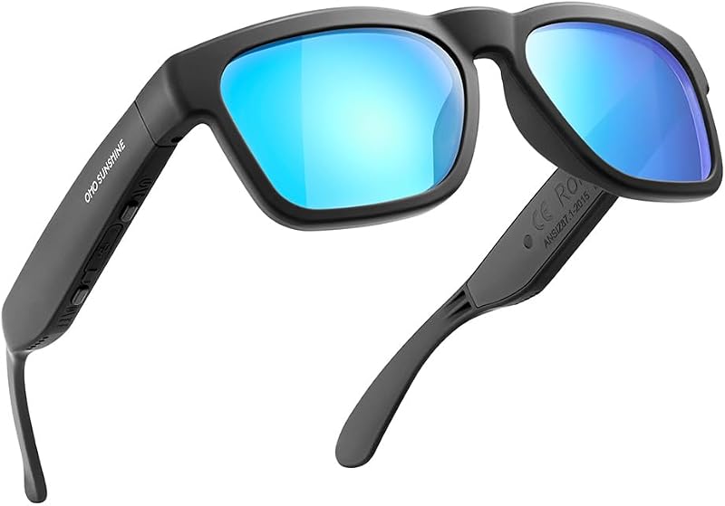 OhO sunshine Audio óculos de sol, controle de voz e Open Ear Style Ouça música e chamadas com Volumn UP e Down, Bluetooth 5.0, IP44 Recurso à prova d'água para esportes ao ar livre