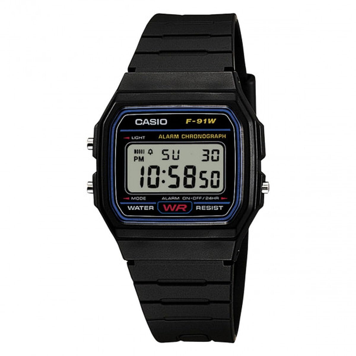 Casio F-91W-1YEG Digital Wrist Watch, Black, Minimalist