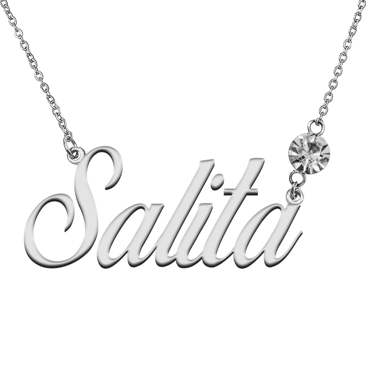 LikeFun Custom My Name Necklace with Birthstone