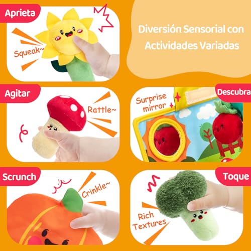 hahaland Montessori Toys 1 Year – Interactive Sensory Plush Toys Babies 6-12 Months, Plant Suitcase Toy Travel Educational Gift 1 2 Years