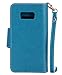 Samsung S8 Case,Galaxy S8 Wallet Case, FLYEE 9 Card Slot PU Leather Magnetic Protective Cover with Mirror and Wrist Strap for Samsung Galaxy s8 Blue