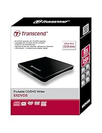 Transcend Información 8 x Extra Slim Portable DVD Writer unidad óptica, Negro