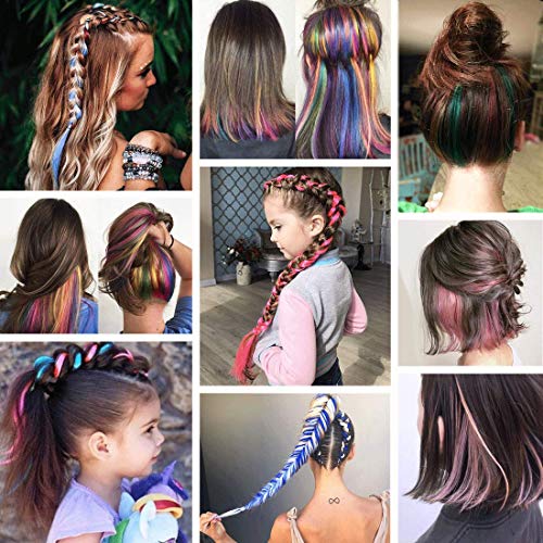 48 Pcs Colorful Straight Hair Extensions Clip in 21 Inch Rainbow Multi-color Clip in Synthetic Long Hairpiece Party Highlights Colorful Clip in Hair Extensions for women girls kids gift - Thumbnail 7