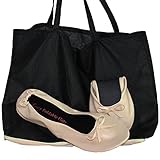 Ballet Flats Foldable WITH EXPANDABLE TOTE BAG for Carrying High Heels SIZES 5 to 12 large Womens shoes size Fold up ballet Folding Flats Cream Portable Travel Weddings Bridal Parties shoes.