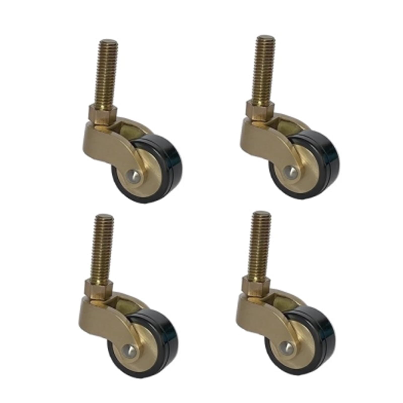 4 Pcs Casters 25mm Solid Brass Wheel, 360° Rod Swivel, Moving Wheels, 1inch Rubber Castors for Furniture, Screw Rod Type, Load 150kg (Color : M8x27mm-B, Size : 25mm)