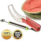 Samurai-Slice Watermelon Slicer Corer Cutter Server Knife For Party Bbq Picnic Outdoor Kitchen Cantaloupes Honeydews Salads Fruits Comes With Baller Scoop, Multipurpose, Steeliness Steel, New