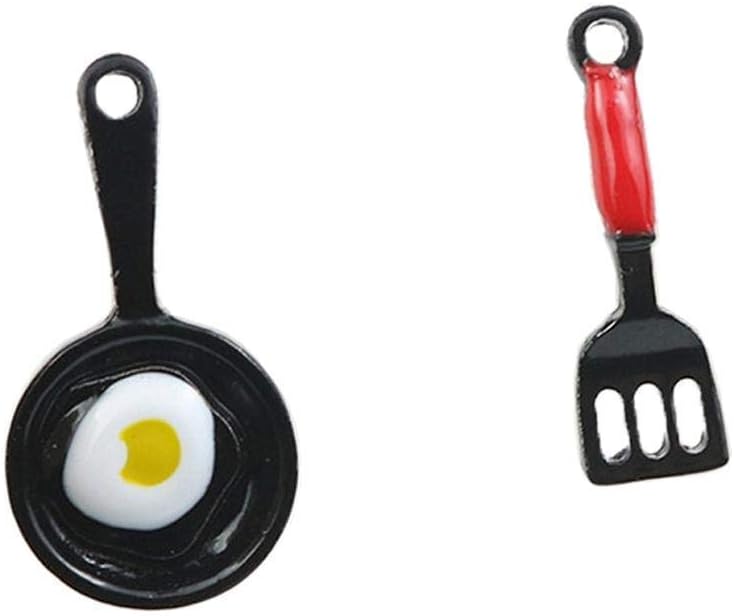 Potelin Women Scoop Pan Earrings Poached Egg Kitchen Tool Pendant Ear Stud Asymmetric Cute Durable and Useful