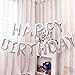 Qivange Happy Birthday Balloons 16 Inch Hanging Alphabet Foil Happy Birthday Banner Mylar Balloon for Party Decoration, Silver