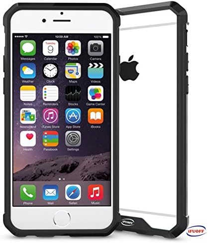 iFUOFF iPhone 7 (4.7in) , Shock Absorbing Scratch Resistant Rubber Frame + Hard Back Cover Case - Black