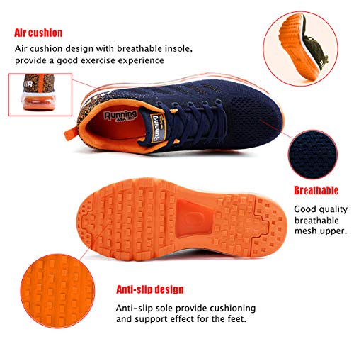 UPSOLO Mens Walking Casual Air Cushion Cross Trainer Shoes Trail Running Fitness Footwear Mesh Soft Sole Breathable Jogging Outdoor Sports Sneakers(833 Orange 38)