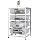 Giantex Mesh Storage Basket 4 Drawer Multifunction Utility Heavy Duty Storage Organizer, for Kitchen and Bathroom Organization