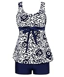 Milkuu Women's Plus Size Swimdress Floral Printed Tankini Swimsuit