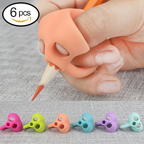 Pencil Grips Qingo 2018 New Finger Grip Writing Aid Grip Trainer Posture Correction Finger Grip for Kids Preschoolers Children Adults Special Needs for Left or Right Hand (6PCS)