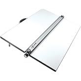 ALVIN Portable Drafting Board, 24 x 36 in, Locking Parallel Bar, PXB36 | Drawing board with smooth melamine top, folding metal legs for angled work, raised inking edges, fully assembled