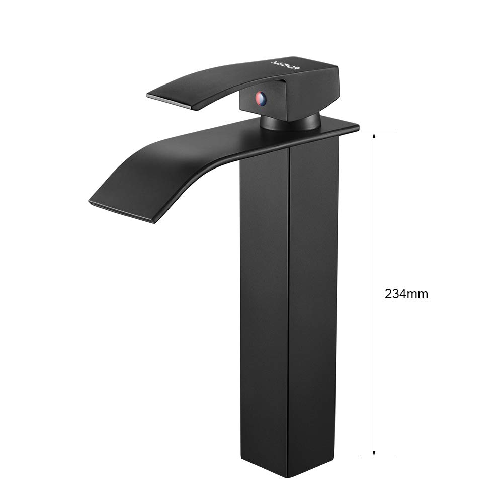 KAIBOR Schwarz Hoch Waschtischarmatur Wasserfall Wasserhahn Bad