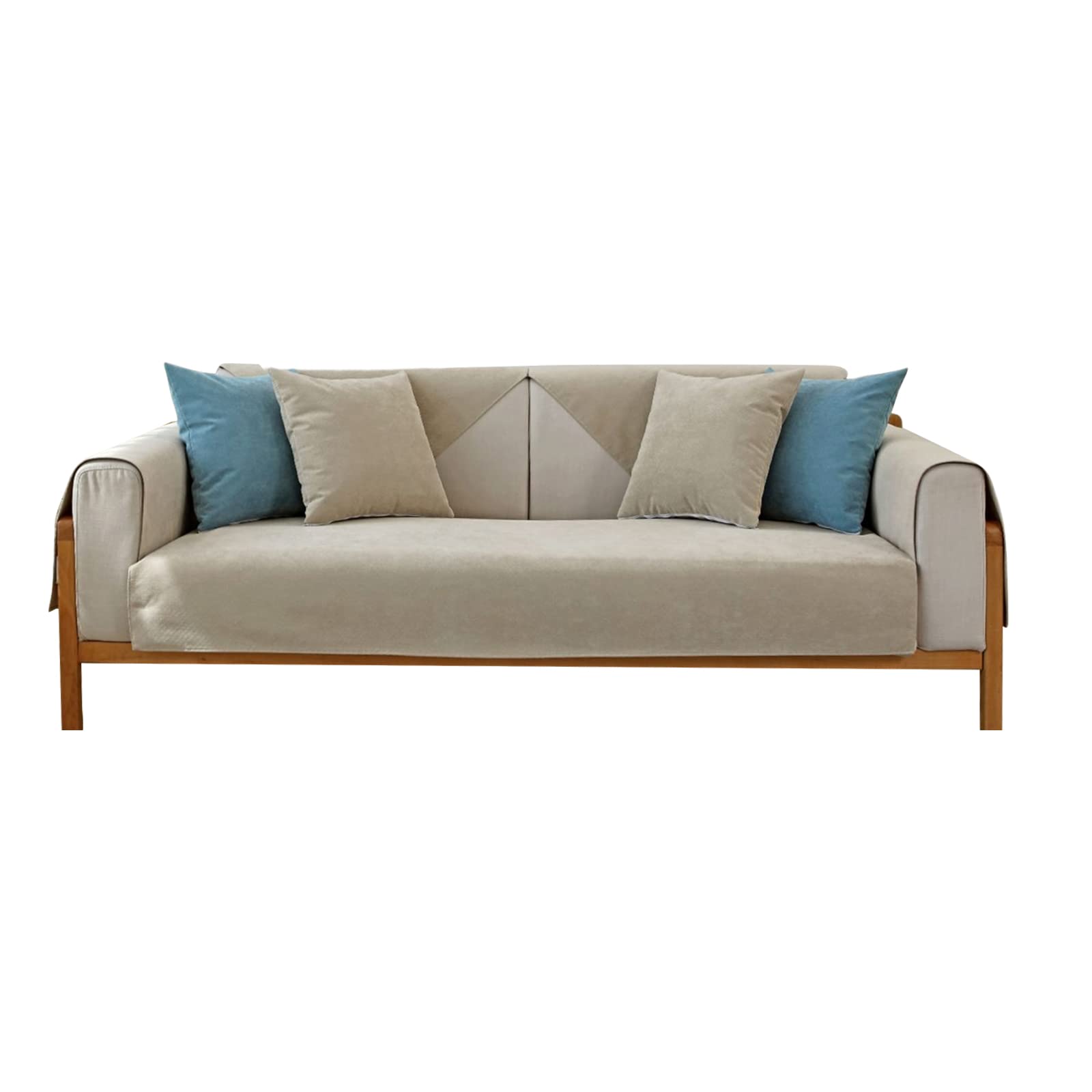 VanderHOME Solid Colour Sofa Cover 1/2/3/4 Seater Waterproof Non-slip Furniture Protector for Dogs 90 * 180cm-Khaki-Seat Cover (Only 1 Piece)