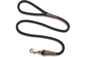 Mendota Pet Snap Leash - British-Style Braided Dog Lead, Made in The USA - Black, 1/2 in x 6 ft - for Large Breeds
